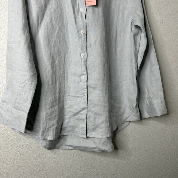 Quince European Linen Button Up Shirt Women’s Large Mist Blue NWT Long Sleeve - Picture 4 of 9